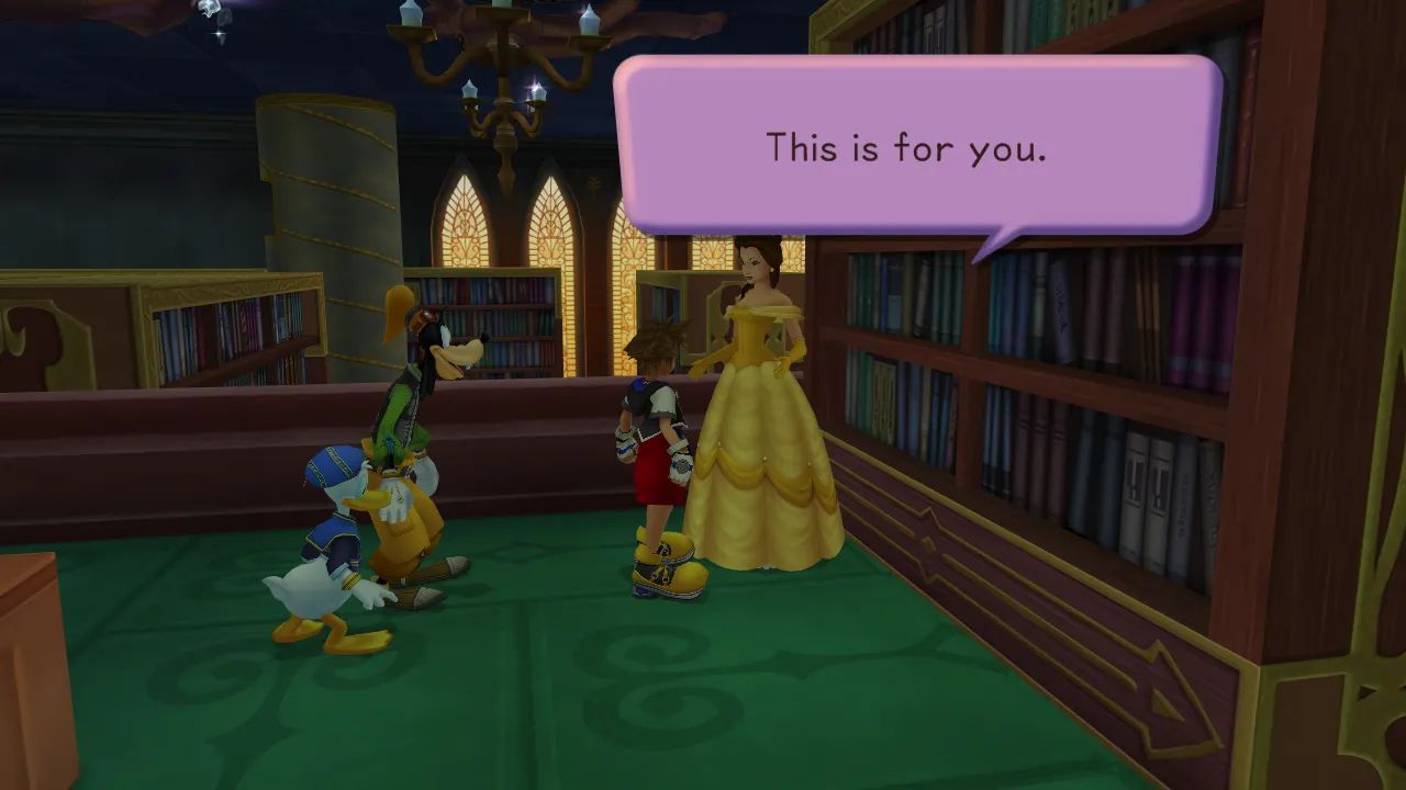 Hollow Bastion Library Speak to Belle Divine Rose